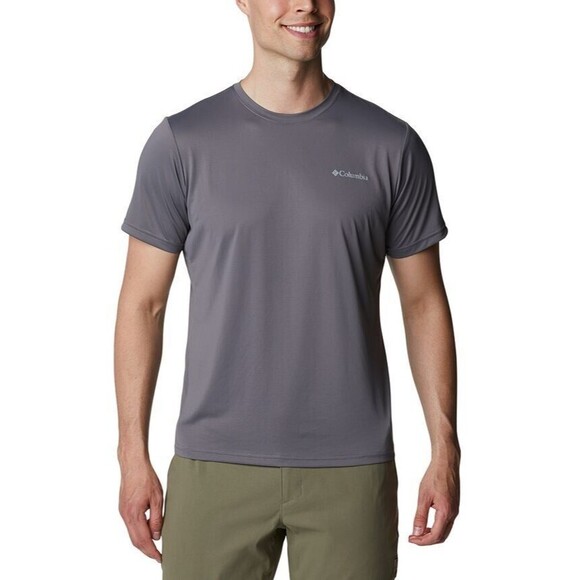 Columbia Men's Hike Moisture-Wicking Crew Neck T-shirt Dark Gray Heather S - Picture 1 of 7